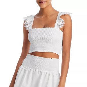 BRAND NEW Piexoto Mariel Smocked White Crop Top
